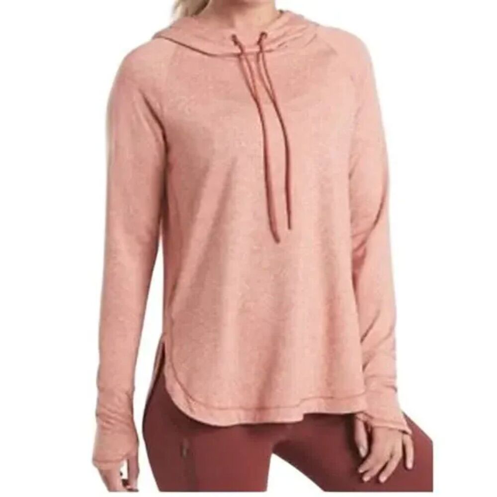 Athleta Uptempo Long Sleeve Hoodie in Cameo Peach Sz XS, UPF 50+ Workout Gym